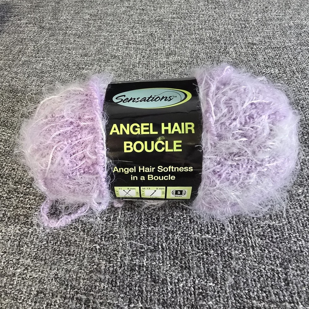 Sensations Angel Hair Boucle Yarn Lavender Wool Blend 3.5oz 100g 126yd Bulky 5